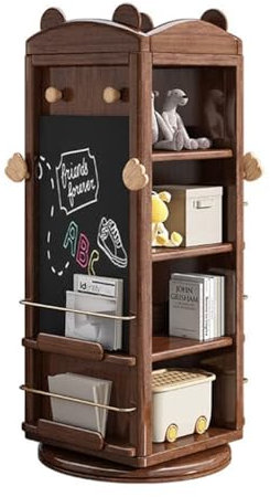 ZONABSQQ Multifunktional Multifunktionales drehbares Kinder-Bücherregal, modernes, bodenstehendes, um 360° drehbares Bücherregal aus Massivholz zum Lesen von Bildern Bücherregal