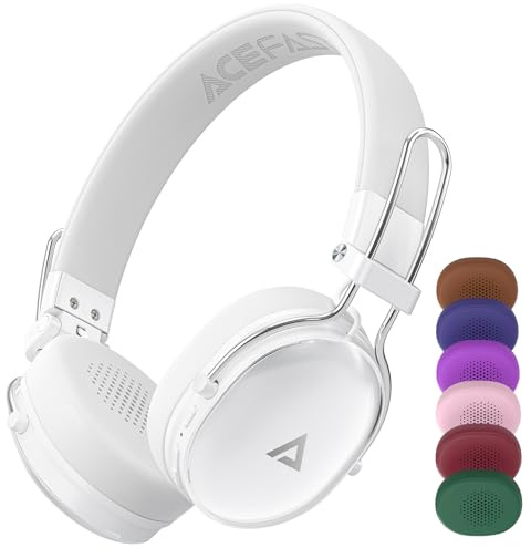 ACEFAST H7 Cuffie Bluetooth On-Ear Wireless，Bluetooth 5.4, Padiglioni Sostituibili Multicolori, 55 Ore di Riproduzione, Bassi profondi, Ultraleggero, Adatto per Viaggi, Casa e Ufficio(abito)