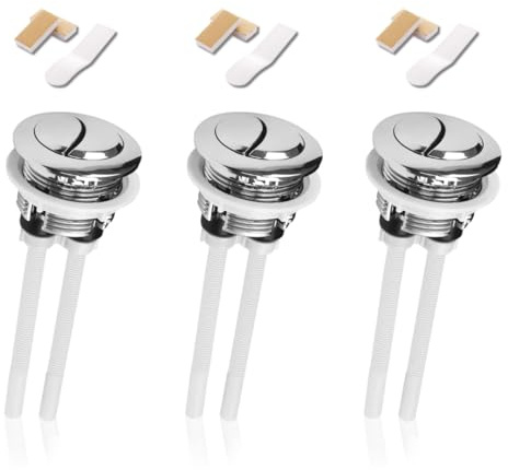 [3 Piezas] Botón Pulsador de Doble Descarga para Cisterna WC - Repuesto Universal de Botón para Inodoro con Diámetro de 38 mm - Compatible con Tanques de Inodoro de 38-43 mm - Accesorio de Baño