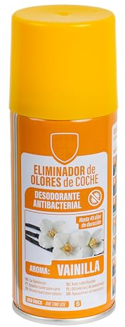 Eliminador de Olores Especial para de Automóvil: Elimina Olores y Humedad, Destruye Hongos y Bacterias, Uso Fácil y Rápido - Aire Fresco y Limpio en Tu Coche 150ml, Olor Vainilla - 1 Unidad