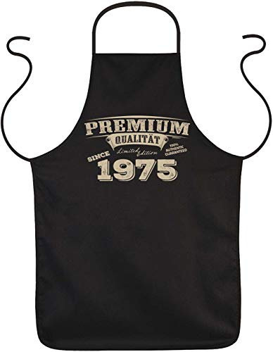 Schürze 50.Geburtstag, 50 Jahre Kochschürze, Jahrgang 1975 : Premium Qualität since 1975 - Sprüche Grillschürze 50.Geburtstag