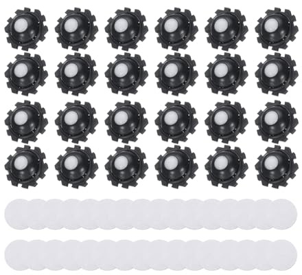 QUARKZMAN 24 Pcs Roulettes Miniatures Autoadhésives 1 Pouce, Roulettes Pivotantes 360° Universelles Sticky Low Profile Roller, 1 Bille Roulante En NylonDe Rangement Petits Appareils, Noir