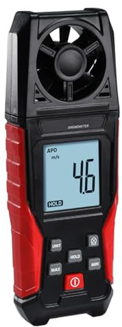 Digital Handheld Wind Speed Meter Anemometer for Air Velocity, Temperature Outdoor High Accuracy Anemometer Gauge Max/Min Data Hold, Battery Indicator