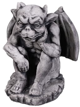 gartendekoparadies.de Gargoyle Torwächter Gartenfigur, 21 cm Höhe, Steinguss, Grau, Mittelalterlicher Stil, 4 kg, Grau, Steinguss, frostsicher für Außenbereich
