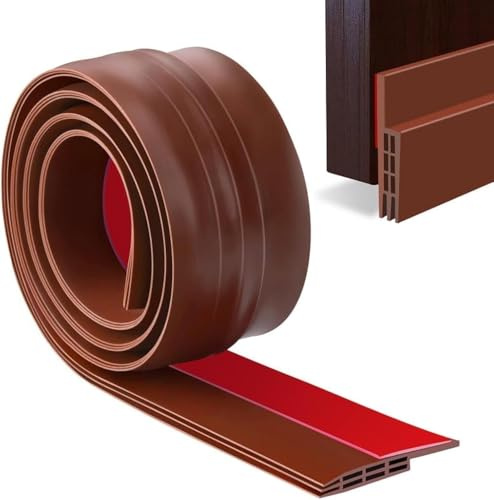 1 Stücke Türdichtung Zugluftstopper Für Türen - Zuschneidbare Türdichtung selbstklebend - Gummilippe Tür Dichtung Zugluft - Tür Windschutz, Schallschutz & Kälteschutz, 5 x 100cm, 1M Braun