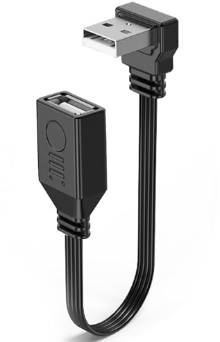 MISYNLON 90Degree Short USB Extension Cable RIght Angle USB 2.0 Male to Female Flexible Flat Cord Support Charging and Data Transfer,for Car, Laptop,U Disk,Scanner,Keyboard,Mouse (Down Angle)