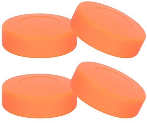 BATHVEVE Hockeypucks Trainings Pucks Gummi Eishockey Übung Outdoor Sport 4 Stück Orange Härte Einstellbar Für Wettkampf Und Rollhockey
