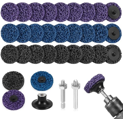 30 Stück CSD Scheibe Schleifscheibe Set: 2 Zoll CSD Scheibe Reinigungsscheibe aus hochwertigem Nylon Grobreinigungsscheibe für Oberflächenbearbeitung Rostentferner (3 Farben; 50 mm)