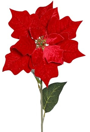 Seidenblumen Roß Samt-Weihnachtsstern rot DP Kunstblumen künstliche Blumen Poinsettie Pflanzen Dekoblumen (56x28cm)