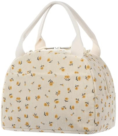 BuyCard Bolsa térmica para almuerzo para adultos, gran capacidad, a prueba de fugas, reutilizable, de pana, para la oficina, la escuela, el picnic, fiambrera térmica, bolsa térmica