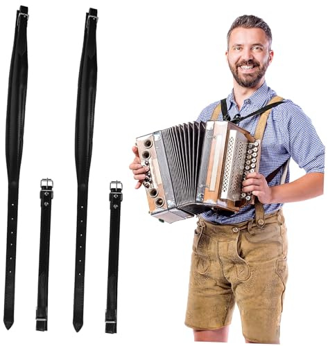 MOTHNUR Correa de Acordeón de Cuero Negro Diseño Ajustable para Principiantes y Músicos Expertos, Fácil de Llevar y Aplicación Amplia en Instrumentos Musicales