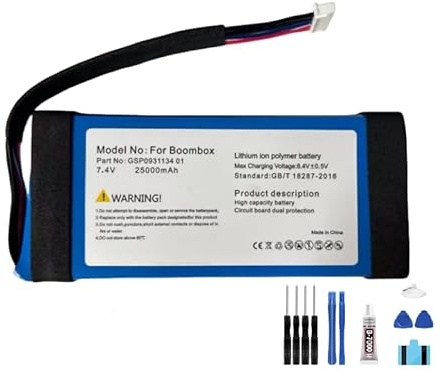 Generic Batterie Boombox 1 25 000 mAh 7,4 V compatible avec haut-parleur Bluetooth sans fil GSP0931134 01