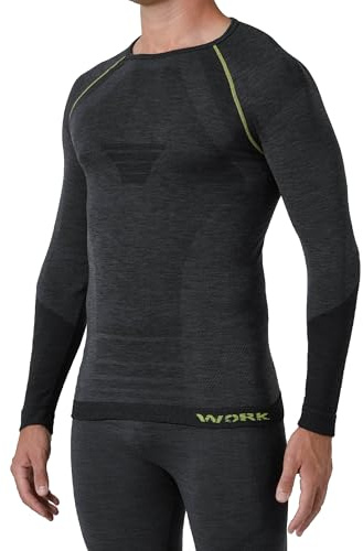 NOLOGO KATIACALZE Maglia Termica Uomo Manica Lunga Lana Merino - Intimo Termico Uomo Invernale da Lavoro, Lupetto Elasticizzato, Senza Cuciture, Traspirante e Termoregolante - Made in Italy
