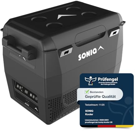 Kylbox med kompressor – 12/24 V elektrisk bil kylbox – fryslåda upp till -20 grader – camping kylskåp – avtagbara handtag, integrerad flasköppnare