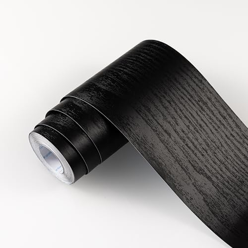 Black Wood Self Adhesive Wallpaper Border Roll Peel and Stick Border