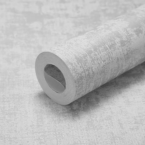 Anttyscar Industrial Textured Concrete Effect Grey Wallpaper Decorative Luxury Wall Paper with Distressed Pattern, Textured Finish & Metallic Detailing for Living Room, Bedroom, Fireplace