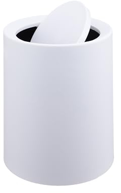 Relaxdays Poubelle Ronde 13L avec Couvercle basculant, intérieur Amovible, Plastique Mat, Blanche 31,5x26x26 cm