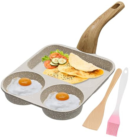 Padella per pancakes – Padella antiaderente per tazze, padella con manico rimovibile | Coperchio per superficie di cottura in stile granito a riscaldamento rapido multi- per colazione