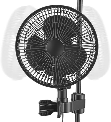 Eirolace Grow Oscillante con Clip, 25 W Grow Ventilatore 2 Impostazioni di velocità, Ventola a Clip per Tenda Silenzioso Clip Fan per Grow Tent Letto Ufficio