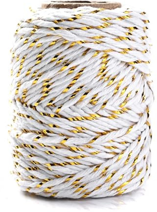 Corda di spago di cotone, etichetta intrecciata con corda di filo 2 mm x 20 m Seta dorata(9)