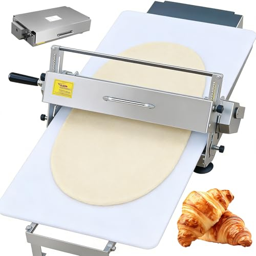 Sfogliatrice Pasticceria Manuale Pieghevole con Manovella in Acciaio Inox 304 – Macchina per Stendere la Pasta con Spessore Regolabile 2–25 mm, per Pasta Sfoglia, Croissant e Fondi Torta Small