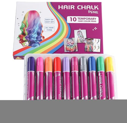 Haarkreide Für Mädchen 10 Farben Haarkreide Set | Temporäre Haarfarben Schmink-Set Spaßspielzeug Für Geburtstag Weihnachten Kostümpartys