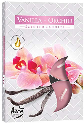 Bispol Duft-Teelichter, Vanille-Orchidee, 6 Stück, Rose, 4h