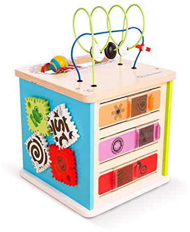 Baby Einstein Hape Motorikwürfel Innovationsstation Holzspielzeug mit zahlreichen Spielmöglichkeiten, ab 12 Monaten