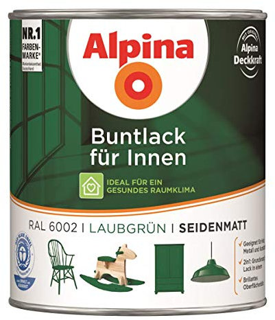 Alpina Buntlack Metalllack 0,75L laubgrün Ral 6002 seidenmatt Innen