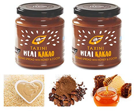 Greek Tahini, Sesame Seeds Spread with Honey and Cocoa, 600g, Glass jar