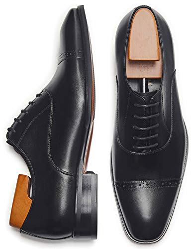 ALIPASINM Men's Oxford Formal Comfortable Dress Shoes Genuine Leathers Black 11