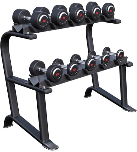 GORILLA SPORTS® Hantelständer mit Kurzhantel-Set 90 kg – Kurzhantelablage Schwarz inkl. Kompakthanteln Gummi 2,5-15 kg