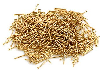 Design61 Clavos de cabeza redonda, 1,0 x 10 mm, hierro chapado en latón, 50 g (aprox. 650 unidades)