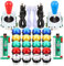Fosiya 2 Jugadores Kit Arcade Ellipse Oval Style 8 Ways Bat Joystick + 20 Botones LED Arcade para 2 Jugadores Controladores de Videojuegos Todos Windows PC MAME Raspberry Pi 3 4 (Colores Mezclados)