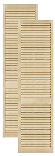 DecoMeister Puertas de Lamas Madera 494x2013 mm - Pack de 2 Pino sin tratar | Puerta interior de Armario de láminas con ventilación Abierta, Hoja de Madera Natural para Bricolaje, Grosor 21 mm