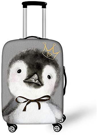 Morbuy Elastisch Kofferhülle Kofferschutzhülle Anti-Kratzer Staubdicht Kofferüberzug Luggage Protector Cover Kofferbezug Reisekofferabdeckung (Grauer Pinguin,XL)