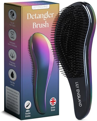 Detangle Hair Brush for Curly Hair, Straight, Dry & Wet Hair - Detangling Hair Brush for Thick Hair & Fine - Curly Hair Brush for Kids, Women, & Toddlers - Vegan Detangler Hair Brush by Lily England