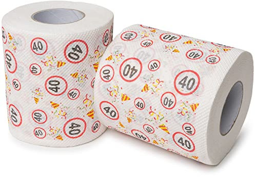 Carta igienica Happy Birthday, per il 40° compleanno, 2 rotoli, decorazione per feste e confezioni regalo, carta igienica a tema divertente, carta igienica divertente