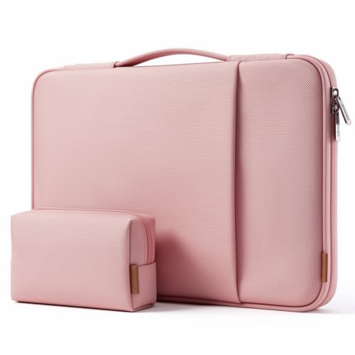 DOMISO 17 inch Laptop Sleeve Protective Case Cover Compatible with 17-17.3 inch HP Dell ASUS Lenovo Chromebook,Waterproof Computer Cases Bag with Handle,Pink