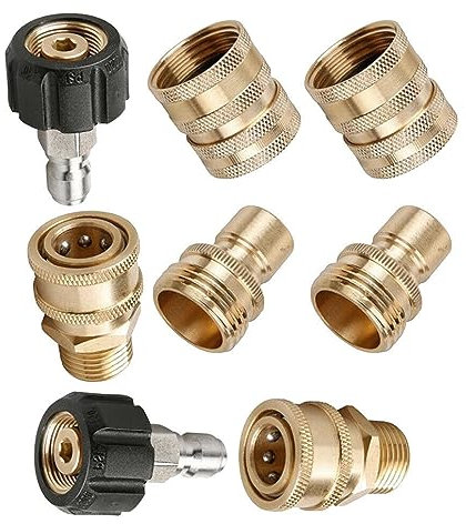 Set di 8 adattatori per idropulitrice ad alta pressione, collegamento rapido per pistola ad alta pressione e tubo, giunto girevole M22 su attacco rapido da 3/8, 3/4 su sgancio rapido
