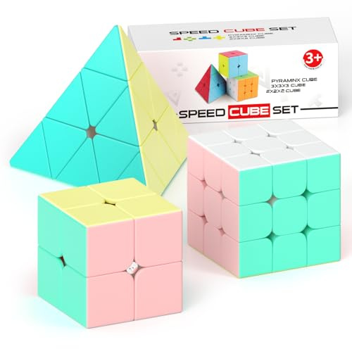 Vdealen Zauberwürfel Set Speed Cube von 2x2 3x3 Pyramide Zauberwürfel Original, Magic Cube für Anfänger und Fortgeschrittene, Geschenk für Kinder Teenager Erwachsene(Macaron)