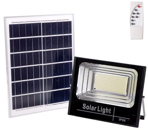 Proyector LED Solar 200W 4000K Panel: 6V/20W Batería: 3,2V/15000MaH Control Remoto [HO-SOLARFL-200W-01-W] | Greenice