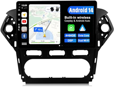 BXLIYER Android 12 IPS Autoradio pour Ford Mondeo (2010-2014) - 4G+64G - Senza fili DSP/Carplay/Android Auto - LED Caméra + MIC - 2 Din 10.1 Pouce - Dab Volant AHD WLAN 360-Caméra Fast-Boot