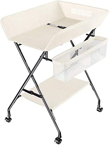 MObyat Baby Wickeltisch,Auf Rollen, Faltbarer Wickeltisch für Kleinkinder, Kinderzimmer-Organizer mit Stauraum, Kreuzbein-Stil