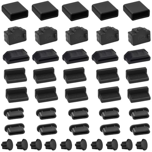 USB Port Cover Silicone USB Port Protection Caps Dust Plug for USB C, 3.5mm Headphone, USB A, HDMI, RJ45 Ethernet Port Total 45 pcs 6 Types