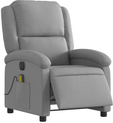 vidaXL Elektrisk massagefåtölj ljusgrå tyg, fåtölj, fåtölj med uppresningshjälp, reclinerstol, fåtöljer, fåtöljer med uppresningshjälp, reclinerstolar