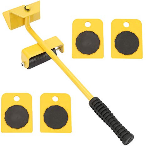 Furniture Transport Kit Yellow Jack Movable Plate for Heavy Objects Bearing 150kg Washing Machine Roller Skates Car Wheel Jack 34x10x10cm