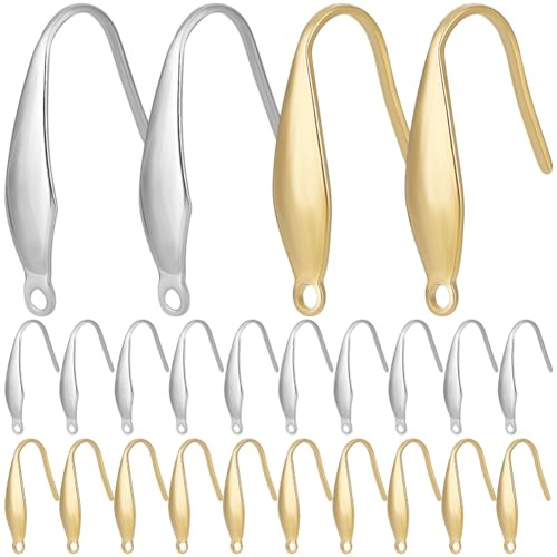 Beebeecraft 1 Box 100 Stück 2 Farben Ohrringhaken 18K Vergoldet 316 französische Fischhaken Ohrhaken Aus Edelstahl Mit Loch Für DIY Schmuck Ohrringherstellungs Kits