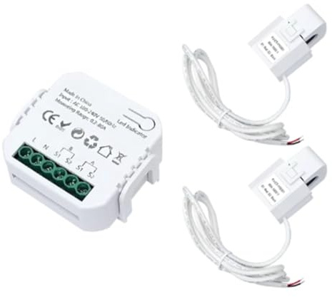 AMIUHOUN Compteur D'Énergie Tuya Smart Life ZigBee Bidirectionnel 2 Canaux avec Pince CT App Moniteur Énergie Solaire, 80A, 110V 240VAC Facile à Utiliser