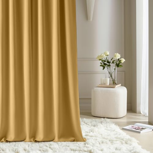ROOM99 Vorhang mit Kräuselband Aura 140 x 250 cm Breite x Höhe Schiebegardinen Modern Curtain Wohnzimmer Schlafzimmer Senf, 1 Stück